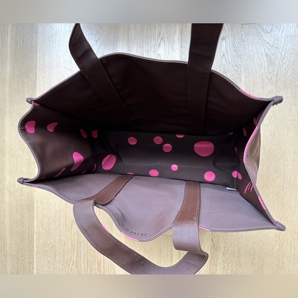 MIMCo - Brown with Pink Polka Dots PVC Tote Bag NWOT - Picture 3 of 7